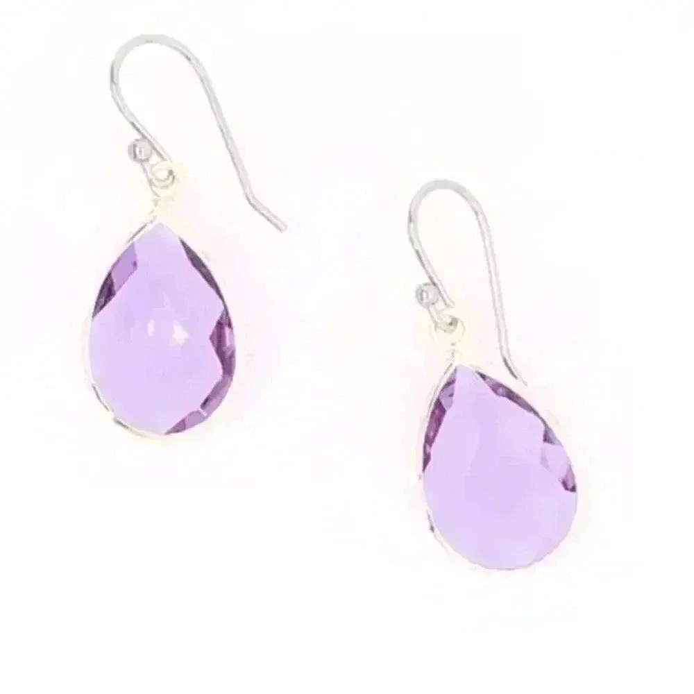 Lavender Teardrop Glass Crystal Dangle Earrings